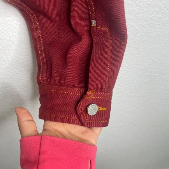 BDG Urban Outfitters Womens Red Jacket Size Small Denim Long Sleeve Button Front - Picture 10 of 13